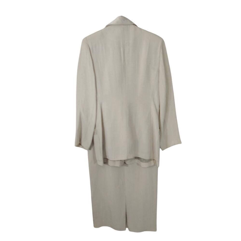 DESIGN TODAYS! RICH CREAM CRINKLE FINISH 3PC VEST, SKIRT & JACKET SUIT SET! SZ M - Picture 11 of 16